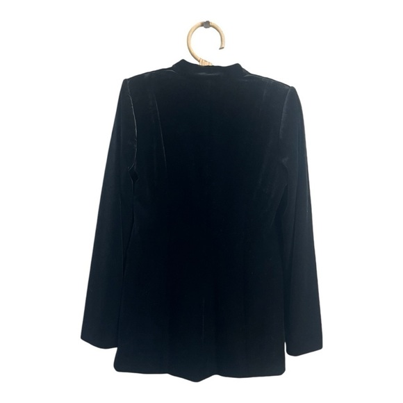 Calvin Klein Luxe Black Velvet Sharp Shoulder Collareless blazer Womens 6 P - Picture 4 of 16